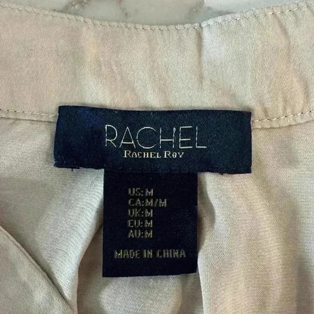 RACHEL ROY LONG SLEEVE BLOUSE V NECK LINE BUTTON ON CUFF SIZE M - Picture 2 of 5
